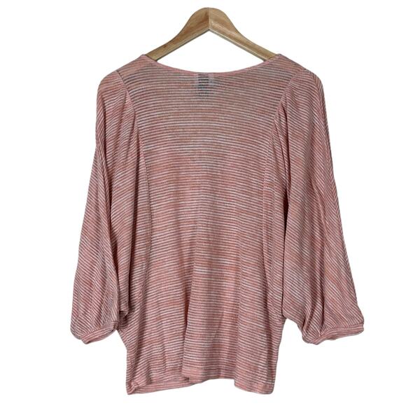 Daytrip Striped Dolman Sleeve Top Womens M Pink V-Neck Slouchy Casual Minimalist - Picture 3 of 6